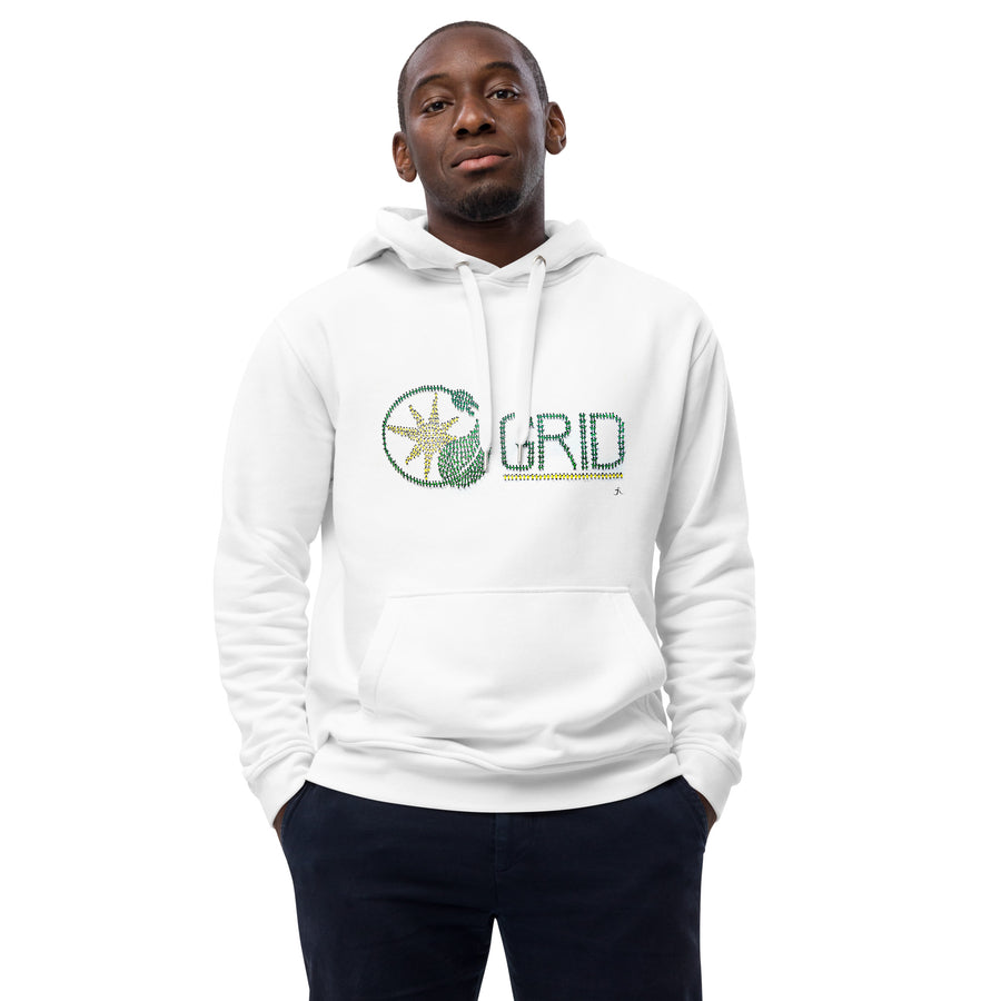 PEOPLE POWER GRID LOGO - White Premium eco hoodie