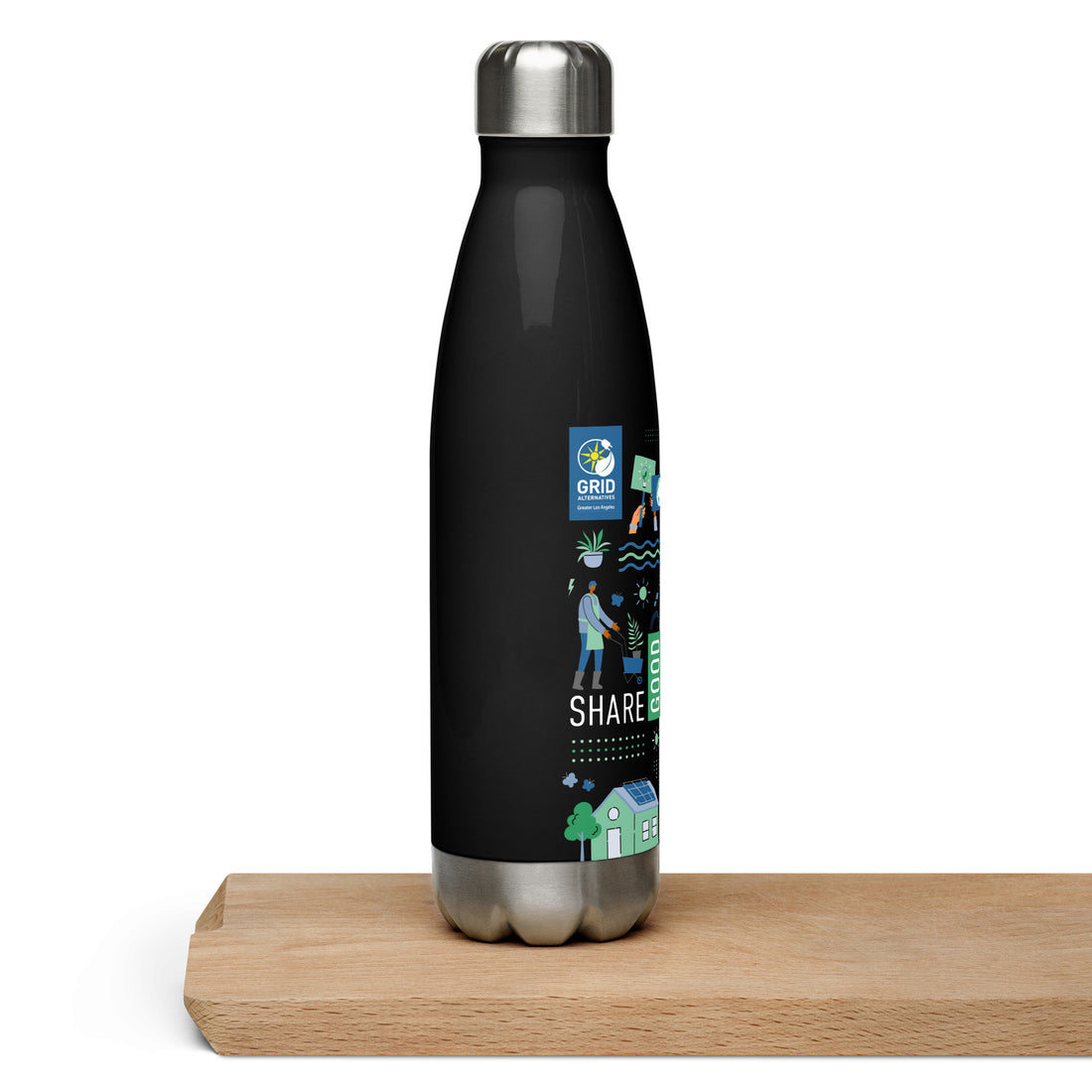SHARE GOOD ENERGY CLASSIC - Black Stainless Steel Water Bottle
