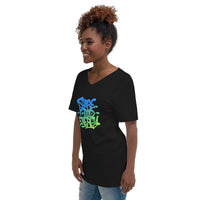 Share Good Energy Drip - Unisex Short Sleeve V-Neck T-Shirt Multicolor