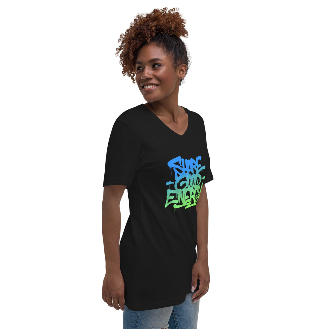 Share Good Energy Drip - Unisex Short Sleeve V-Neck T-Shirt Multicolor